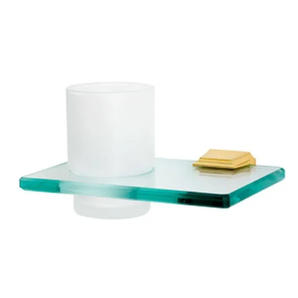 Alno A7970-PB Geometric Polished Brass Tumbler Holder with Tumbler