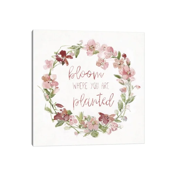 iCanvas Blush Springtime Wreath I by Sally Swatland Canvas Print - 18x18x0.75
