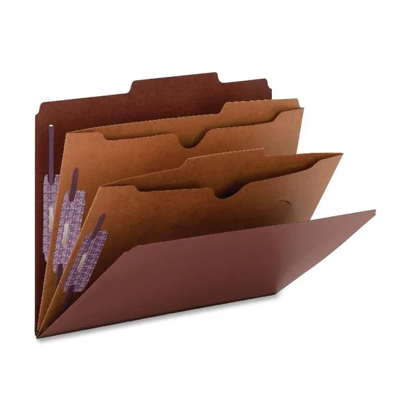 Smead Pressboard Folders with 2-Pocket Dividers - Red, Six -Section - 10 pack
