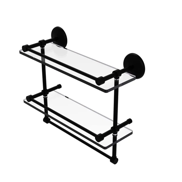 Allied Brass MC-2TB/22-GAL-ABR 22 inch Gallery Double Glass Shelf with Towel Bar, Antique Brass