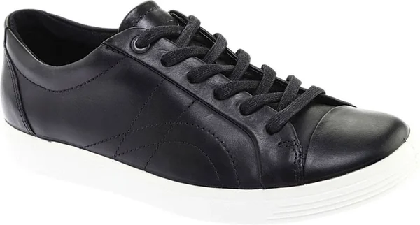 Ecco Women's Soft 7 Stitch Tie Sneaker, Black Leather