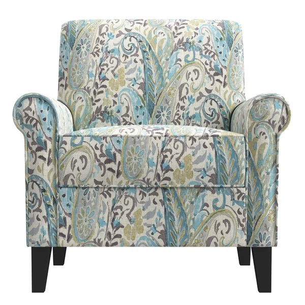 Domesis Mosher Traditional Rolled Armchair Medium Blue Herringbone