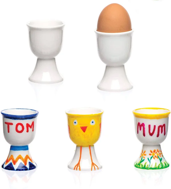 Baker Ross Egg Cups, Easter Crafts for Kids to Decorate, Personalise and Use (Box of 4), 70mm, White