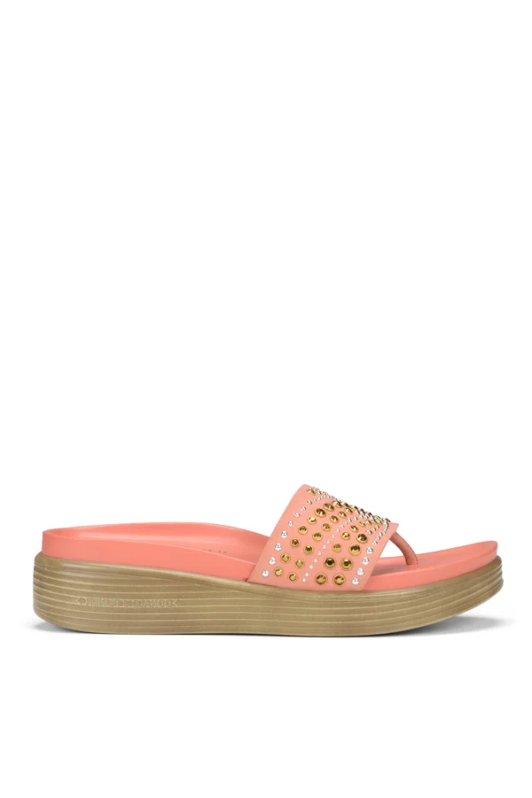 Donald Pliner Suede Wedge Sandal - Salmon, 8