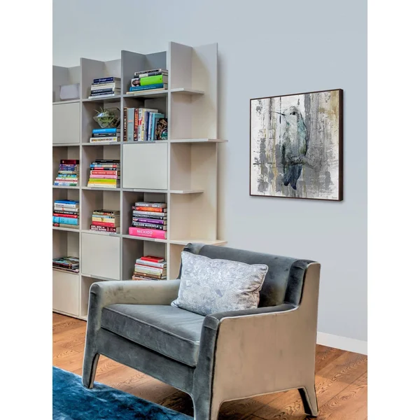 Perching Grey Floater Framed Painting Print on Canvas