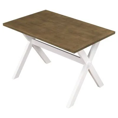 Farmhouse Rustic Wood Kitchen Dining Table with X-Shape Legs Gracie Oaks Color: White
