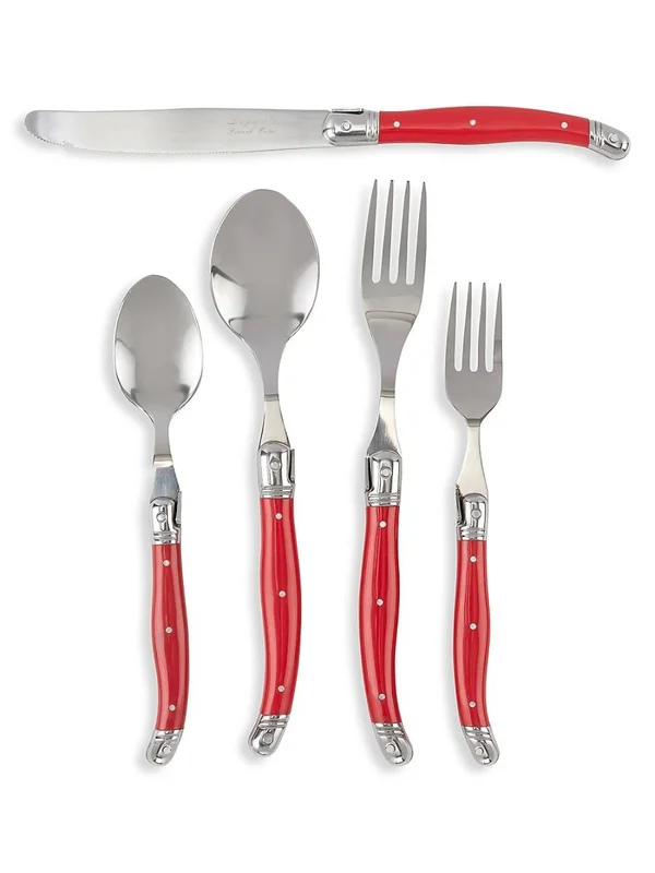 French Home Laguiole 20 Piece Stainless Steel Flatware Set, Service for 4, Scarlet RED.