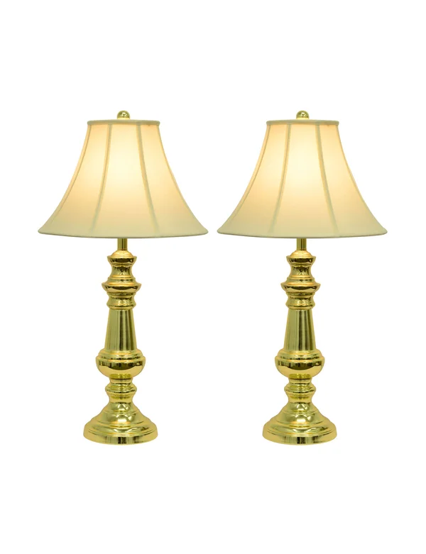 Touch Control Polished Brass Table Lamps (Set of 2)