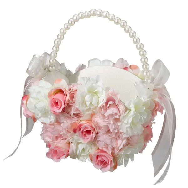 Lillian Rose Floral Flower Girl Basket - Pink & White