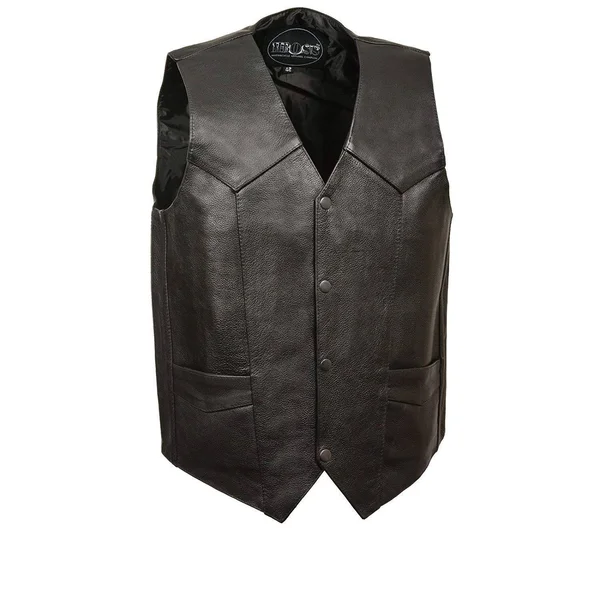 M Boss Motorcycle Apparel Bos13513 Men's Black Classic Leather Vest, Size: 48