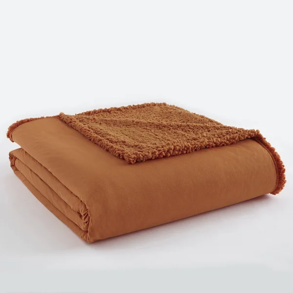 Micro Flannel REVERSE to Sherpa Blanket, Full/Queen, Greystone