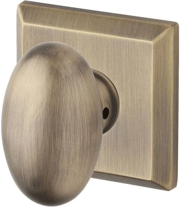 Baldwin Ellipse Reserve Knob Traditional Square Rose Full Dummy Set Matte Antique Nickel