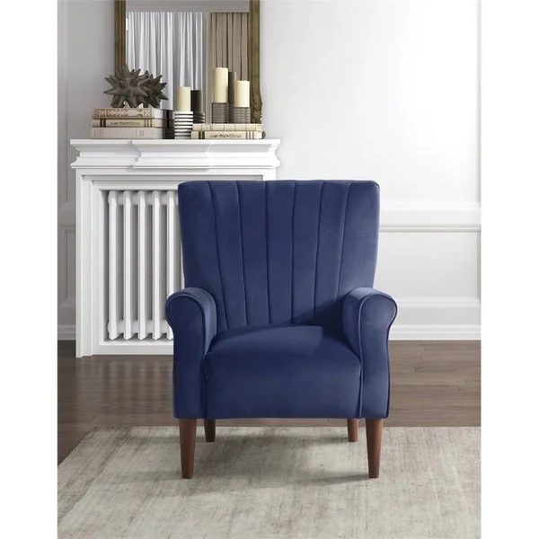 Lexicon Massa Velvet Accent Chair in Navy Blue - 1047BU-1
