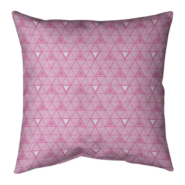 Warm Tones Classic Hand Drawn Triangles Throw Pillow - 14 x 14 - Red - Linen