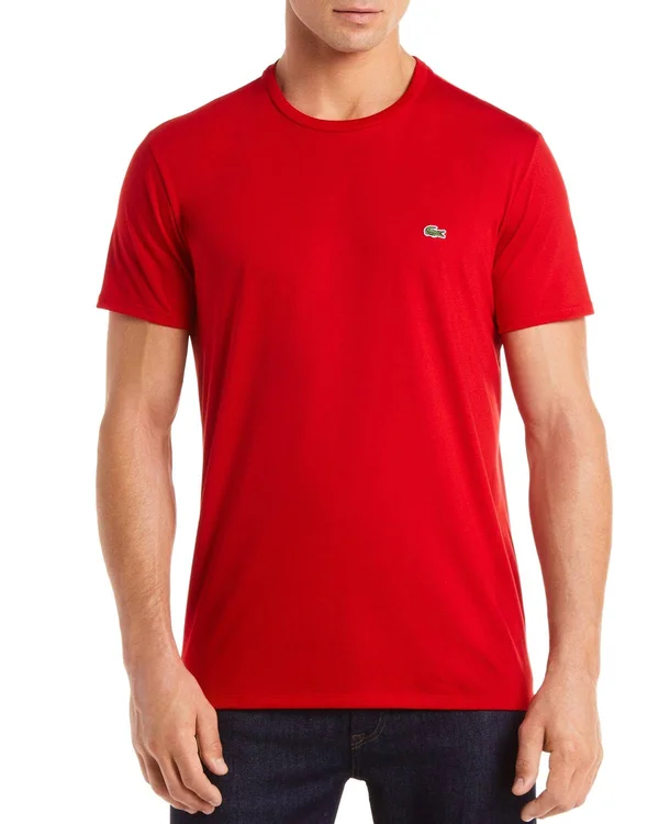 Lacoste Men's Crew Neck Pima Cotton Jersey T-Shirt - Red, Xs