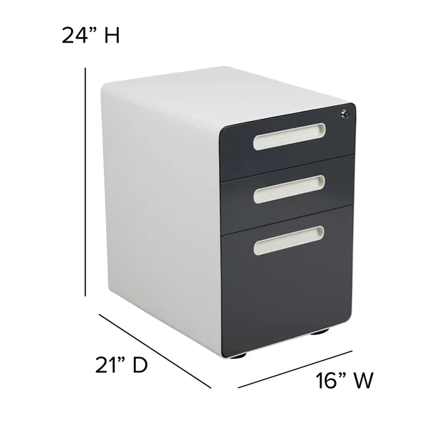 Flash Furniture Ergonomic 3-Drawer Mobile Locking Filing Cabinet with Anti-Tilt