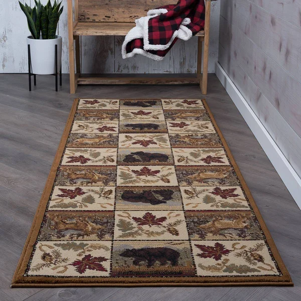 Woodland Scenes Rug - 3 x 7 - Cabin Area Rugs - Black Forest Decor