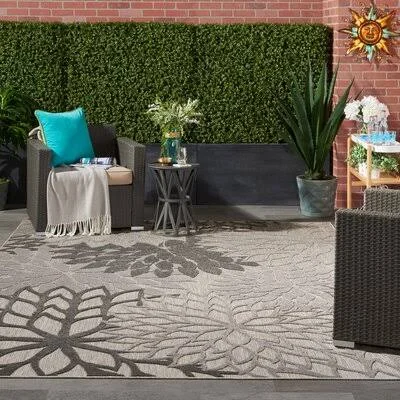 Rosas Floral Silver Gray/Ivory/Taupe Indoor, Outdoor Area Rug Andover Mills Rug Size: Rectangle 6& x 9&