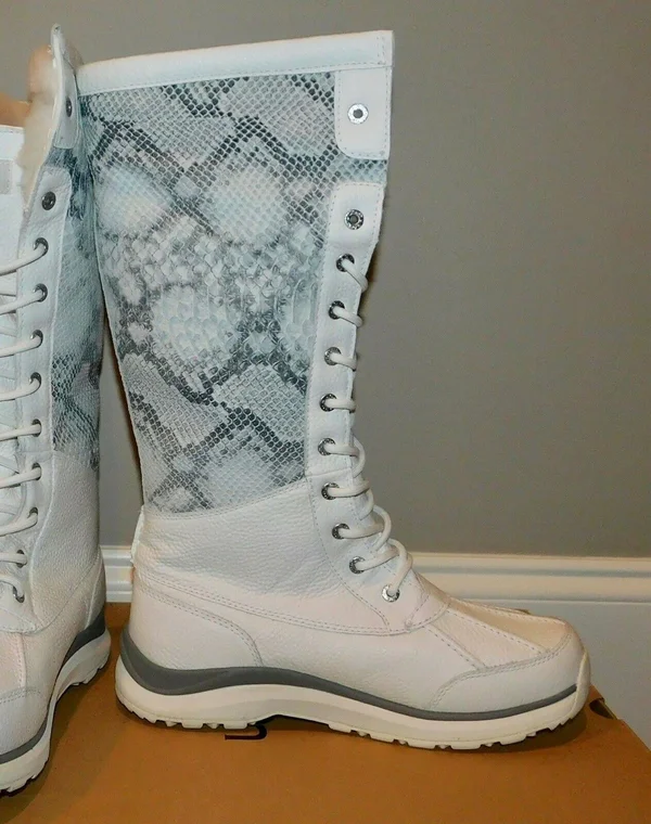 Ugg Adirondack Tall III Snake White Waterproof Women's Boots Size US 10 New