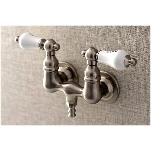 Kingston Brass AE33T8 Vintage 3-3/8x22 Wall Mount Tub Faucet, Brushed Nickel