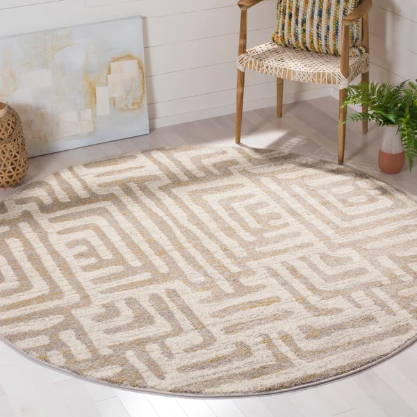 Safavieh Amsterdam AMS106A Ivory, Mauve Rug 6&7x22 x 6&7x22 Square