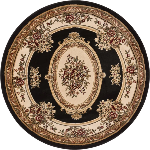 Well Woven Black 7& 10x22 Le Petit Palais Rug Timeless Traditional Round - 3713633-710R
