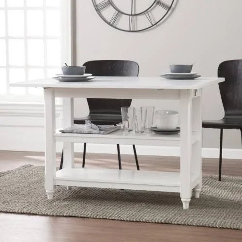 Southern Enterprises Alloy Convertible Console to Dining Table - White