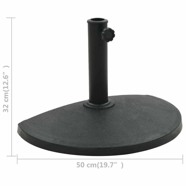 vidaXL Parasol Base Half Round Polyresin 19.8 lbs Black, 45198