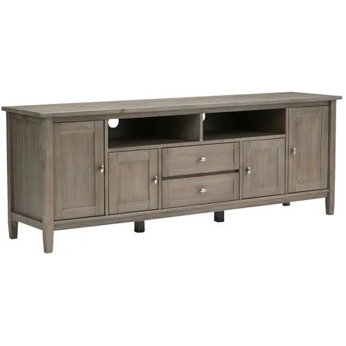 Simpli Home Warm Shaker TV Stand in Distressed Gray