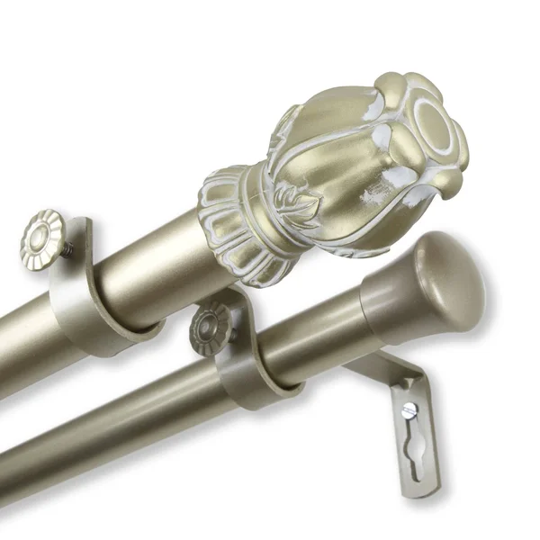 InStyleDesign Majesty 1 inch Diameter Adjustable Double Curtain Rod, Size: 66 to 120 Inches, Gold