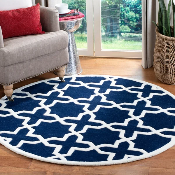 Safavieh 5& x 5& Square Chatham CHT732B Blue, Ivory Rug