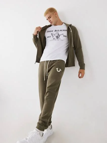 Men's Classic Logo Jogger, Taupe, Size Large, True Religion