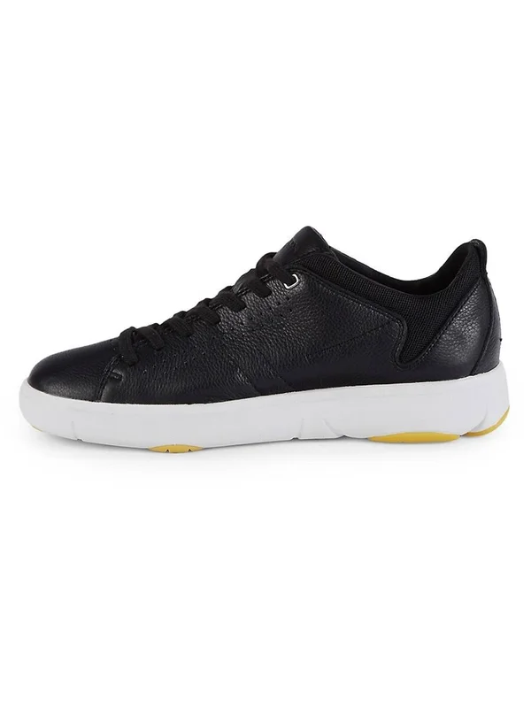 Geox Nebula Leather-Trim Sneaker, 45, Black