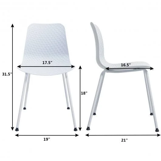 Set of 4 Dining Plastic Chair with Metal Legs sage-White