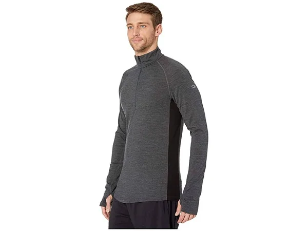 Icebreaker Bodyfitzone 200 Mens Zone LS Half Zip (Jet Heather, Black)