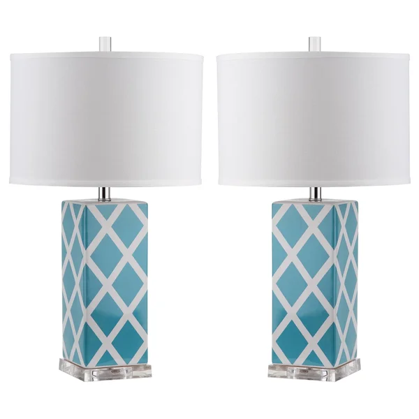 Safavieh Garden Lattice Table Lamp - Set of 2 - Light Blue