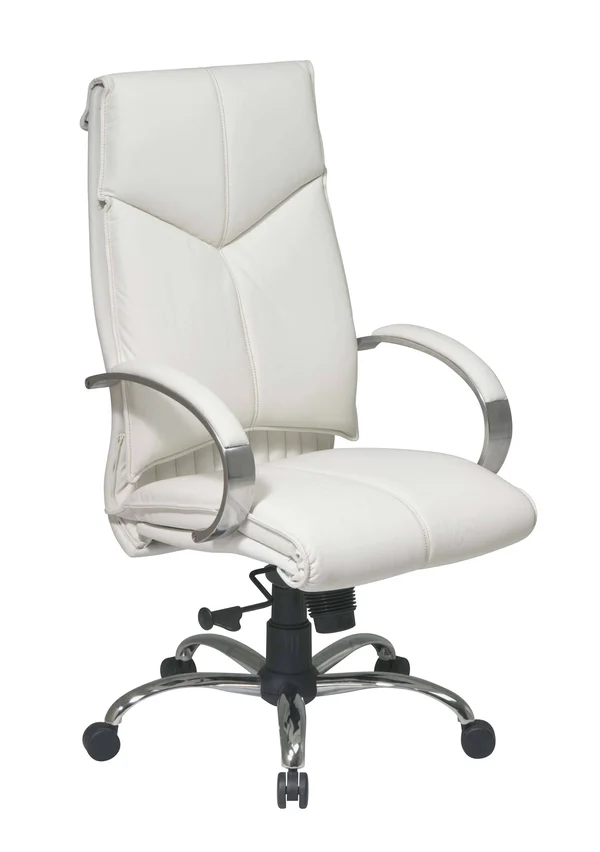 Office Star Deluxe High Back White Executive Leather Chair 7270