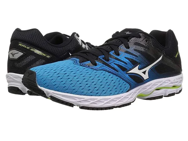 Mizuno Wave Shadow 2 Men's Running Shoes, Blue/Yellow, Size: 8.5