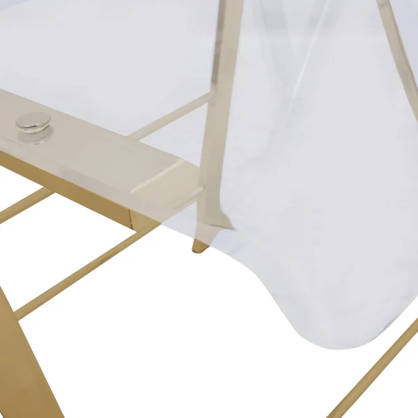 LeisureMod Menno Clear Gold Chrome Frame Folding Dining Chair Set of 4