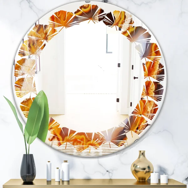 Designart 24-in L x 24-in W Round Gold Polished Wall Mirror, MIR16727-C3-C24