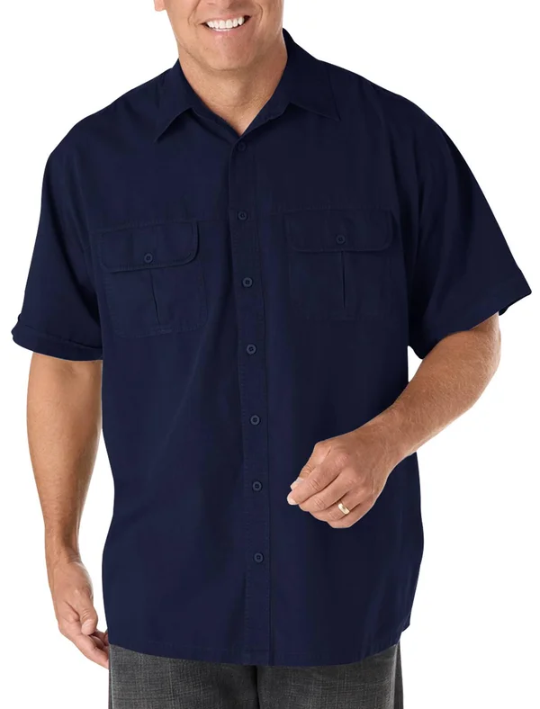 Men's Big & Tall Harbor Bay Short-Sleeve Co-Pilot Sport Shirt, Size: 3XL, Blue