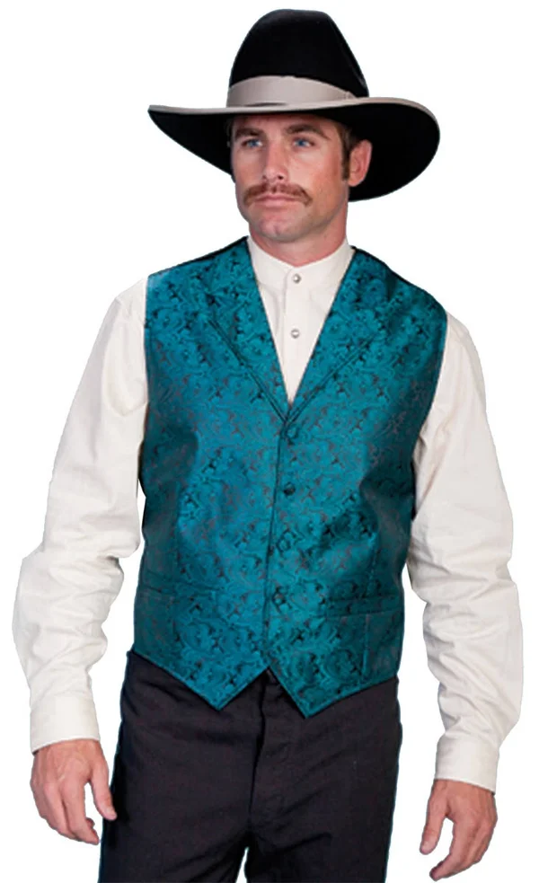 Scully Old West Vest Mens Paisley Formal Polyester RW093 Black