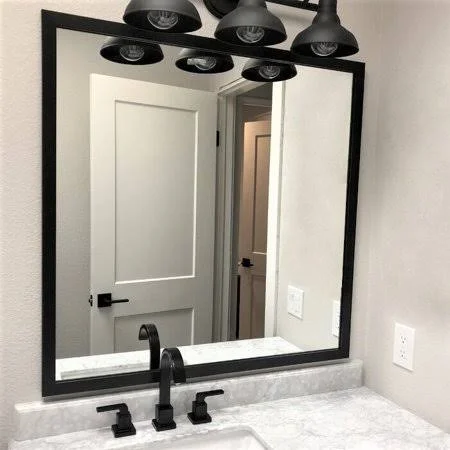 Ellis Framed Wall Mirror, Matte Black Vanity Mirror, Multiple Sizes, Size: 28 x 36
