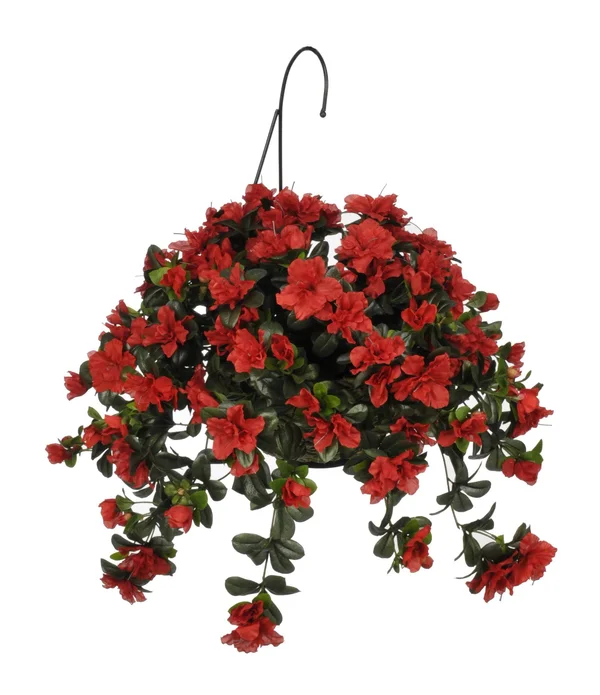 House of Silk Flowers Artificial Azalea Hanging Basket - Red