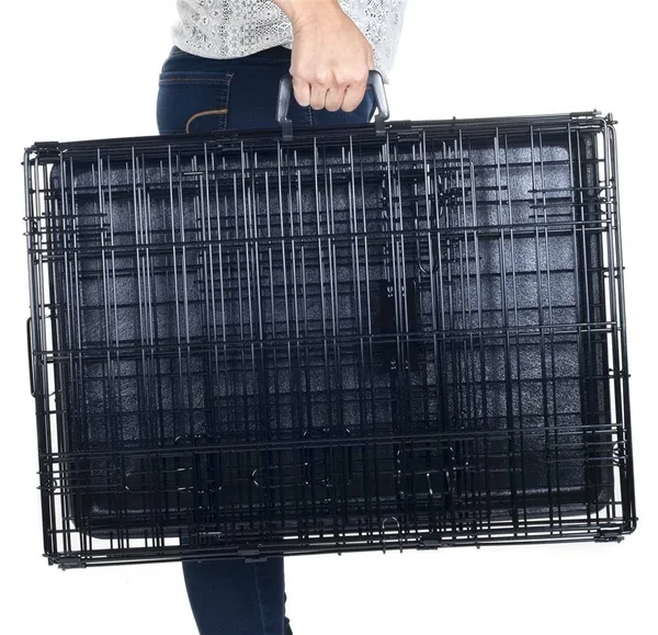 Petmaker 2 Door Foldable Dog Crate Cage - Black