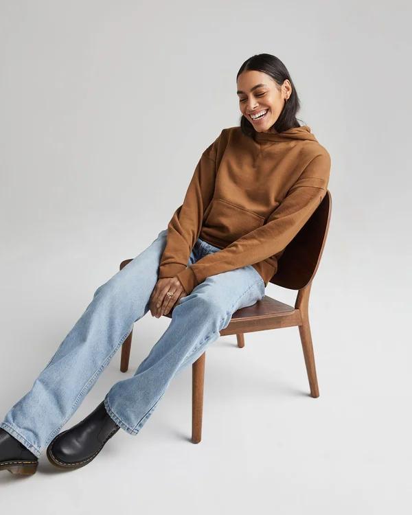 Richer Poorer Women's Recycled Fleece Hoodie, Size Large, Woodgrain