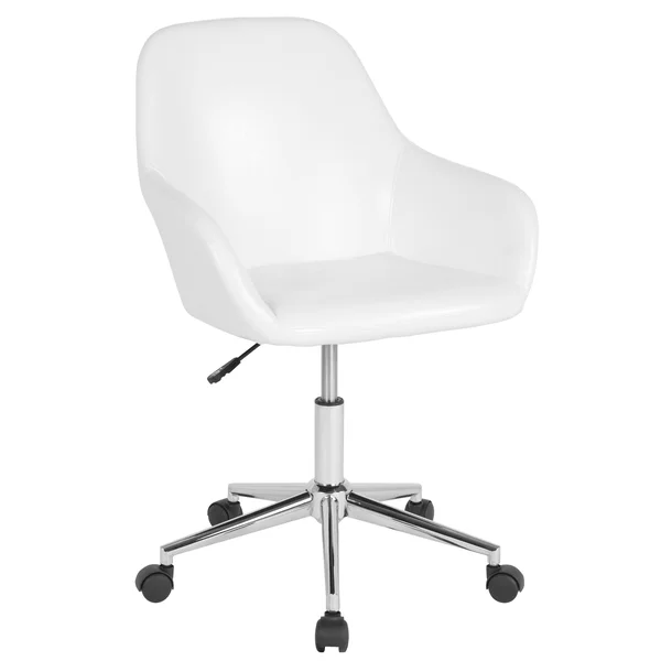 Flash Furniture Cortana Home Mid Back Leather Swivel Office Chair, White