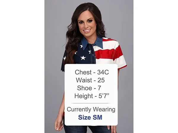 Roper Women's Red Patriotic USA Flag Western Shirt