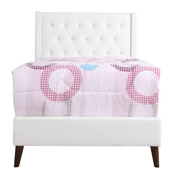 Glory Furniture Bergen Faux Leather Upholstered Twin Bed in White