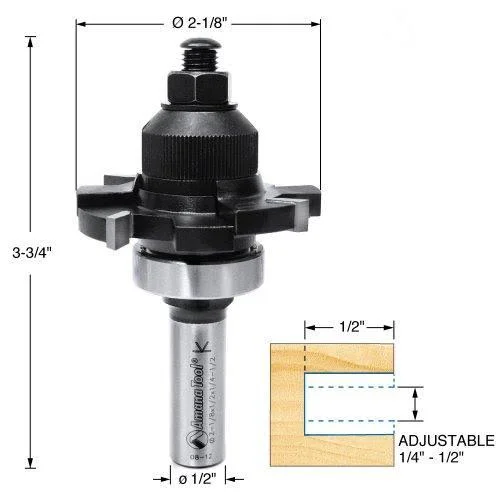 Amana 55510 E-Z Dial Slot Cutter 4 Wing x 2-1/8 Dia x 1/4-1/2 x 1/2 inch Shank